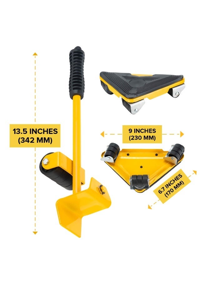 Furniture Moving Tools,5-Piece Heavy Duty Furniture Lifter, 360 Degree Rotatable Rubber Roller,For Moving Heavy Furniture,Refrigerators,Sofas,Cabinets - Image 3