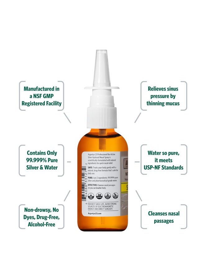 Argentyn 23 Professional Bio-Active Silver Hydrosol Sinus Relief - Colloidal Silver- 23Ppm, 2Oz (59Ml) - Natural Nasal Spray - Image 2