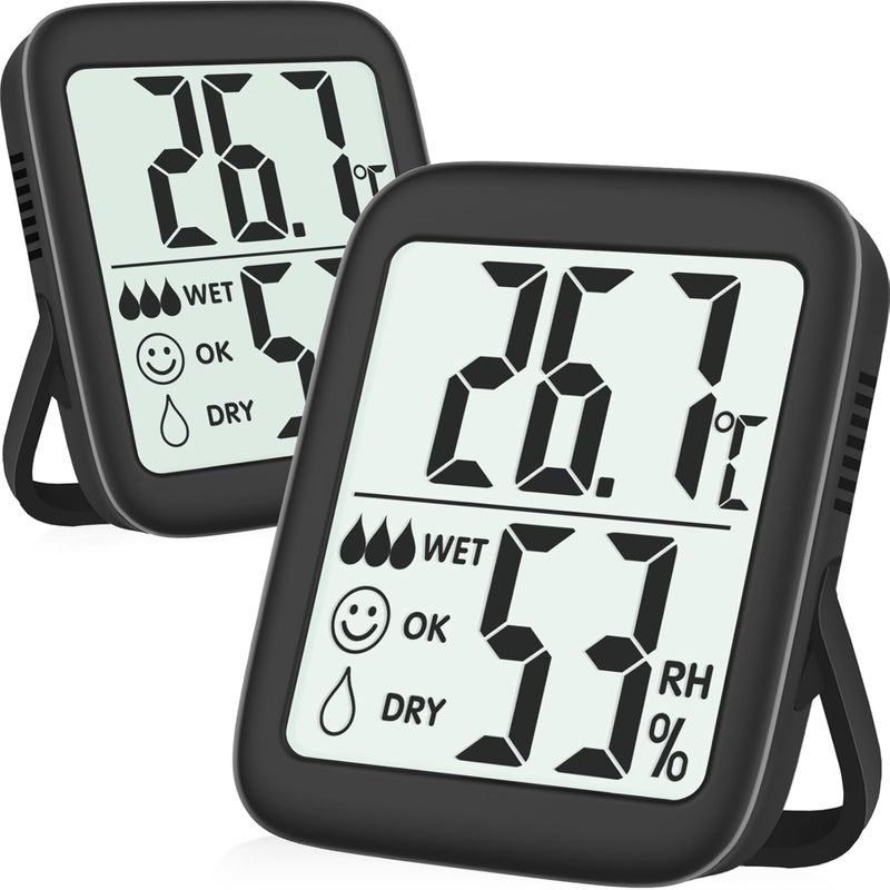 Antonki Room Thermometer, 2 Pack Indoor Hygrometer Thermometer, Humidity Meter, Humidity Gauge, Temperature and Humidity Monitor with Dual Sensors for Baby Room, Bedroom, Reptile Pets, Plants, Greenhouse - Image 1