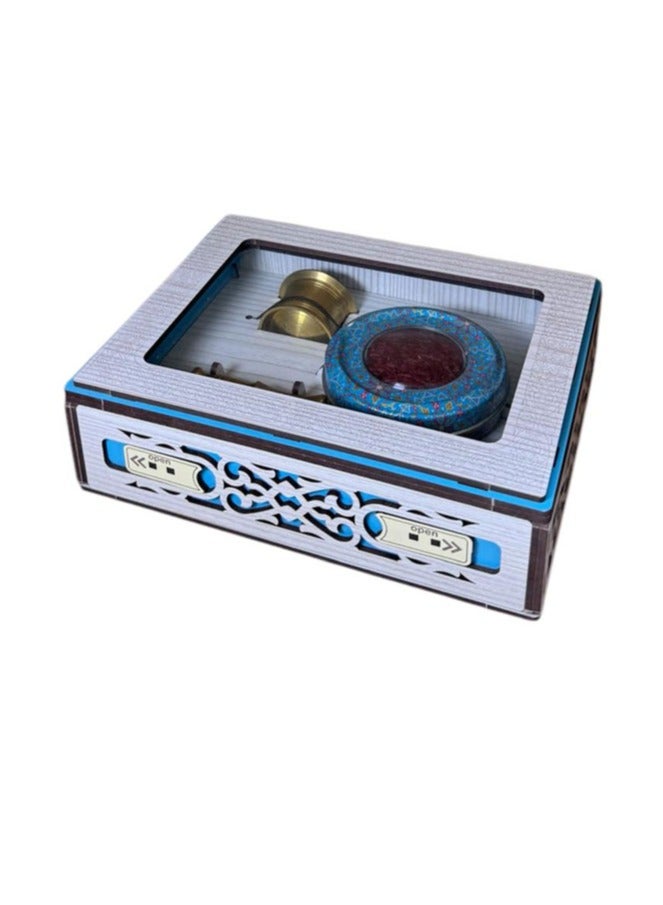 زرچین صندوق هدايا خشبي - صندوق زعفران مع هاون و 1 غرام من زعفران سوبر نيجين  - Image 1