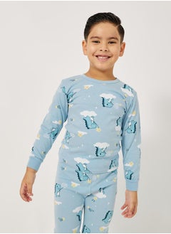 Styli Graphic Print Long Sleeve T-Shirt and Pyjama Set  - Image 2