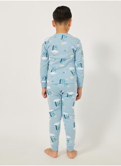 Styli Graphic Print Long Sleeve T-Shirt and Pyjama Set  - Image 4