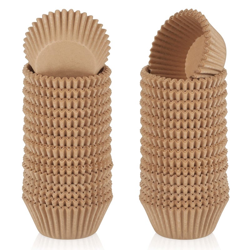 Caperci كابيرسي 500 عدداً من بطانات الكعك الصغيرة الطبيعية بطانات المافن المقاومة للدهون بدون رائحة أغطية كعك صغيرة أكواب الخبز
