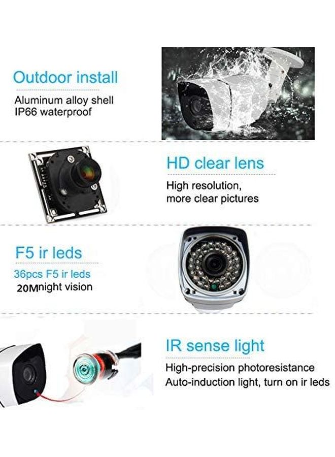 تومفيجن طقم كاميرات مراقبة خارجية عالية الوضوح على شكل رصاصة مكوّن من 8 قطع بتقنية P2P السحابية لتأمين المنزل - Image 2