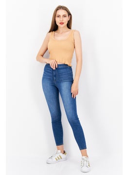 DKNY Jeans Women Scoop Neck Sleeveless Ribbed Top, Light Brown  - Image 2