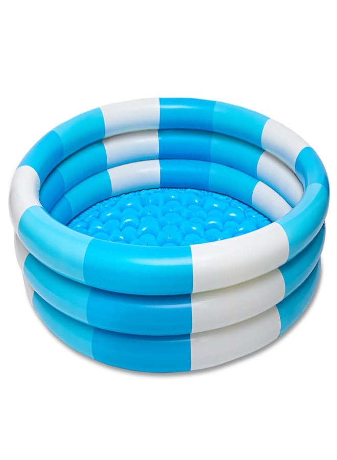 Auvitaya Inflatable Kiddie Pool, 3 Rings Round Blow up Swimming Pool for Baby Kids, Portable Toddler Stripe Water Splash Play Toys for Summer Backyard Party Birthday Gifts - Image 1