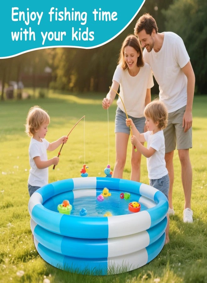 Auvitaya Inflatable Kiddie Pool, 3 Rings Round Blow up Swimming Pool for Baby Kids, Portable Toddler Stripe Water Splash Play Toys for Summer Backyard Party Birthday Gifts - Image 5