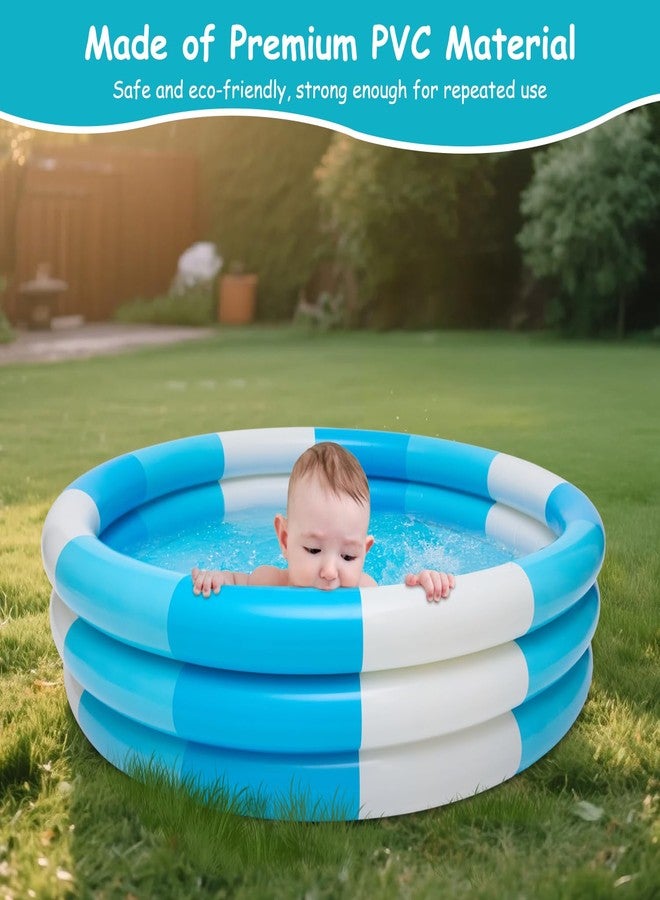Auvitaya Inflatable Kiddie Pool, 3 Rings Round Blow up Swimming Pool for Baby Kids, Portable Toddler Stripe Water Splash Play Toys for Summer Backyard Party Birthday Gifts - Image 4