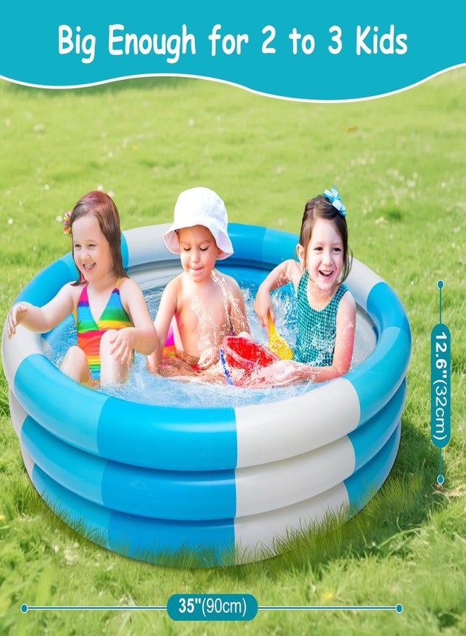 Auvitaya Inflatable Kiddie Pool, 3 Rings Round Blow up Swimming Pool for Baby Kids, Portable Toddler Stripe Water Splash Play Toys for Summer Backyard Party Birthday Gifts - Image 2