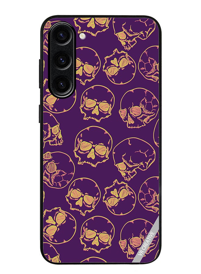 VR CREATIVE Protective Case Cover For Samsung Galaxy S23 Plus Fluorescent Sketch Skulls Design Multicolour - Image 1