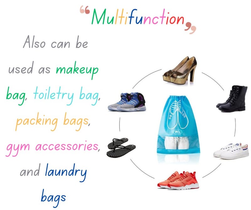 Lify Portable Fabric Travel Space Saving Storage Shoe Bags Organizer (Aqua Blue, 16 X 12'' Inches) - 10 Pieces Pack - Image 5
