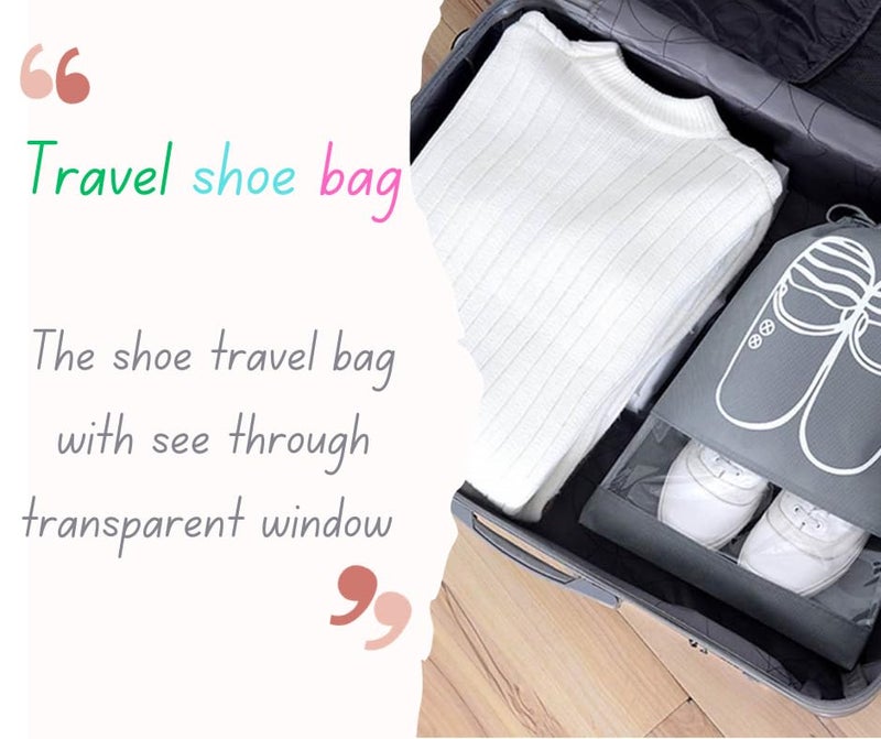 Lify Portable Fabric Travel Space Saving Storage Shoe Bags Organizer (Aqua Blue, 16 X 12'' Inches) - 10 Pieces Pack - Image 4