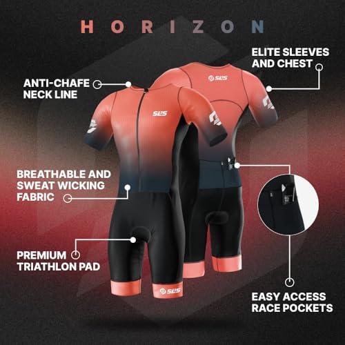 SLS3 Triathlon Suits Mens Elite Aero Tri Suit Men - Trisuit Triathlon - Full Zip, Aero Sleeves, Internal and Rear Pockets (Horizon, X-Large) - Image 3