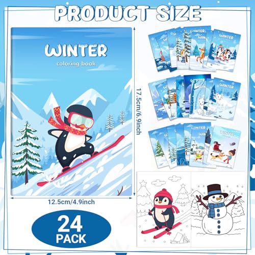 Liliful 24 Pcs Winter Coloring Book Bulk for Kids Winter Party Favors DIY Drawing Book with Polar Animals Patterns Small Activity Books Holiday Theme Birthday Goodie Bags - Image 5