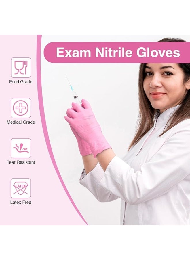 100 Count Pink Nitrile Disposable Gloves - Latex & Rubber Free, Non-Sterile Powder Free - Image 4