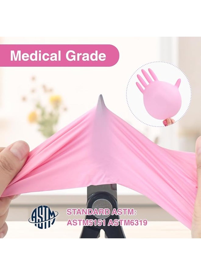 100 Count Pink Nitrile Disposable Gloves - Latex & Rubber Free, Non-Sterile Powder Free - Image 3