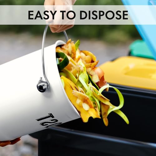 ENLOY Compost Bin Kitchen, ENLOY Countertop Compost Bin with Lid Use for Kitchen Food Waste, Powder Coated Rust Proof Odorless Compost Bucket, 1.3 Gallon, White - Image 5