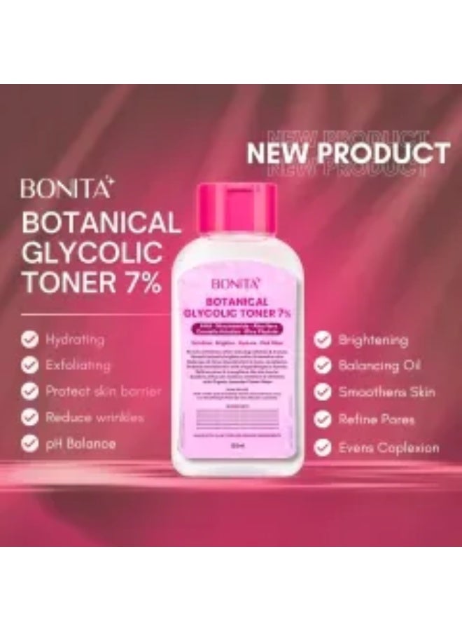 Bonita Botanical Glycolic Toner 7 Percent 125 ml Exfoliating Face Toner Skin Brightening Pore Refining Hydrating Facial Toner For Clear Smooth Skin - Image 2