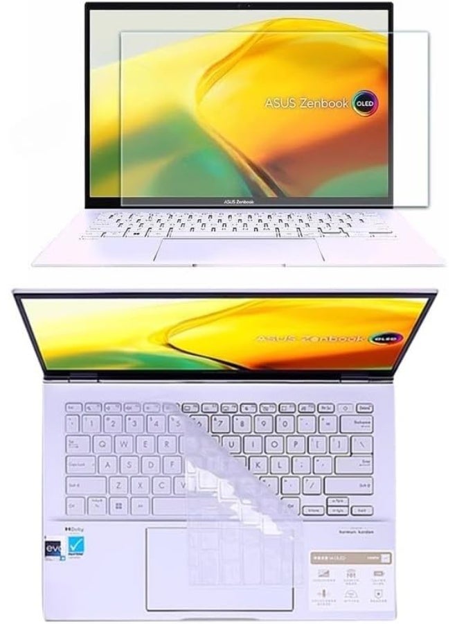 Compatible with ASUS ZenBook 14 OLED 2025 UX3405C 14-inch Full Transparency Laptop Keyboard Cover and High-Definition Tempered Glass - Image 1