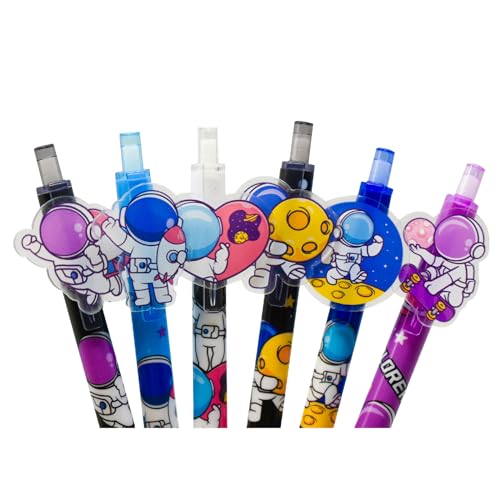 Lopenle 12PCS Novelty Spaceman Pens Astronaut Pens Retractable gel Pen Interplanetary Space Roller ball Black Ink For School Supplies Office Party Birthday. - Image 4