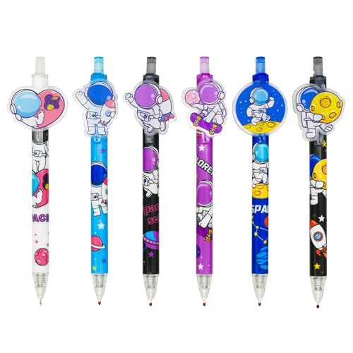 Lopenle 12PCS Novelty Spaceman Pens Astronaut Pens Retractable gel Pen Interplanetary Space Roller ball Black Ink For School Supplies Office Party Birthday. - Image 1