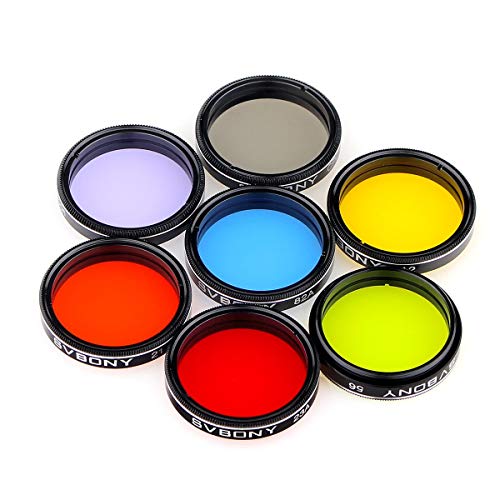 SVBONY 1.25 inches Moon Filter CPL Filter Five Color Filters Kit 7pcs Filters Set for Enhance Lunar Planetary Views Reduces Light Pollution - Image 1