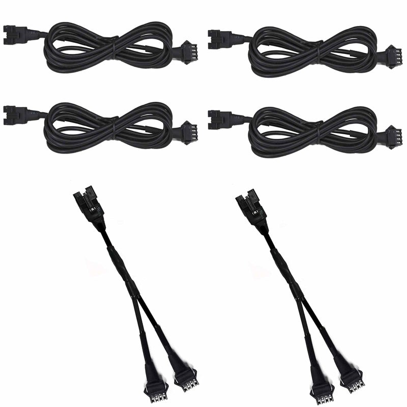 NBWDY 4pcs 60in RGB Extension Cords with 2pcs 2-Way Splitters Waterproof Extension Wire Cord Set for RGB Multi-Color Neon Accent Motorcycle LED Strips Rock Light Kits ATV Car Lights - Image 1