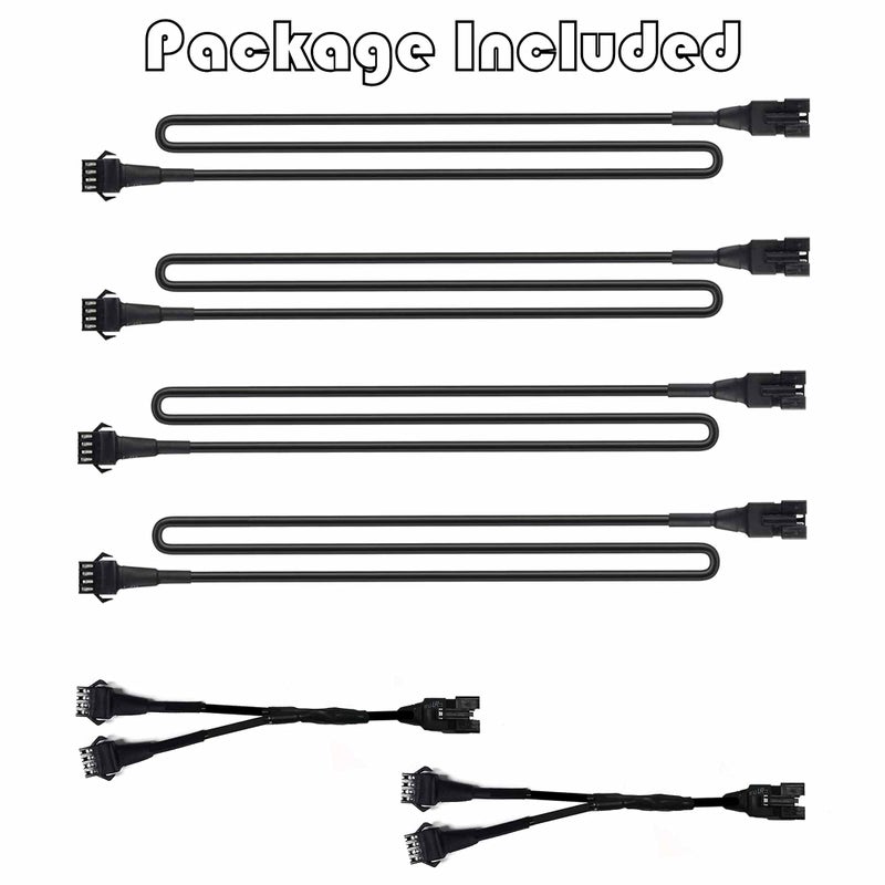 NBWDY 4pcs 60in RGB Extension Cords with 2pcs 2-Way Splitters Waterproof Extension Wire Cord Set for RGB Multi-Color Neon Accent Motorcycle LED Strips Rock Light Kits ATV Car Lights - Image 2