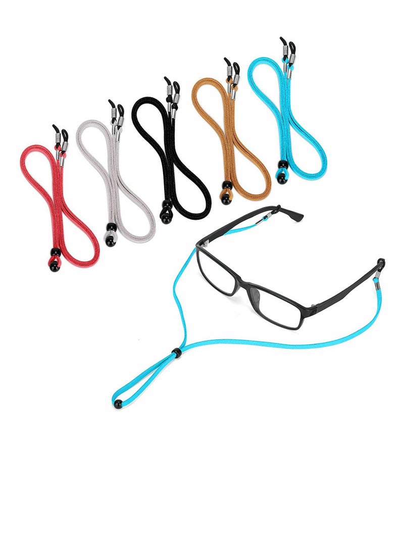 Leather Eyeglass Straps, Adjustable Eyewear Retainers, Non-slip Eyeglass Chains Lanyard, Sport Sunglass Retainer Holder Strap for Men Women Kids(5PCS) - Image 1