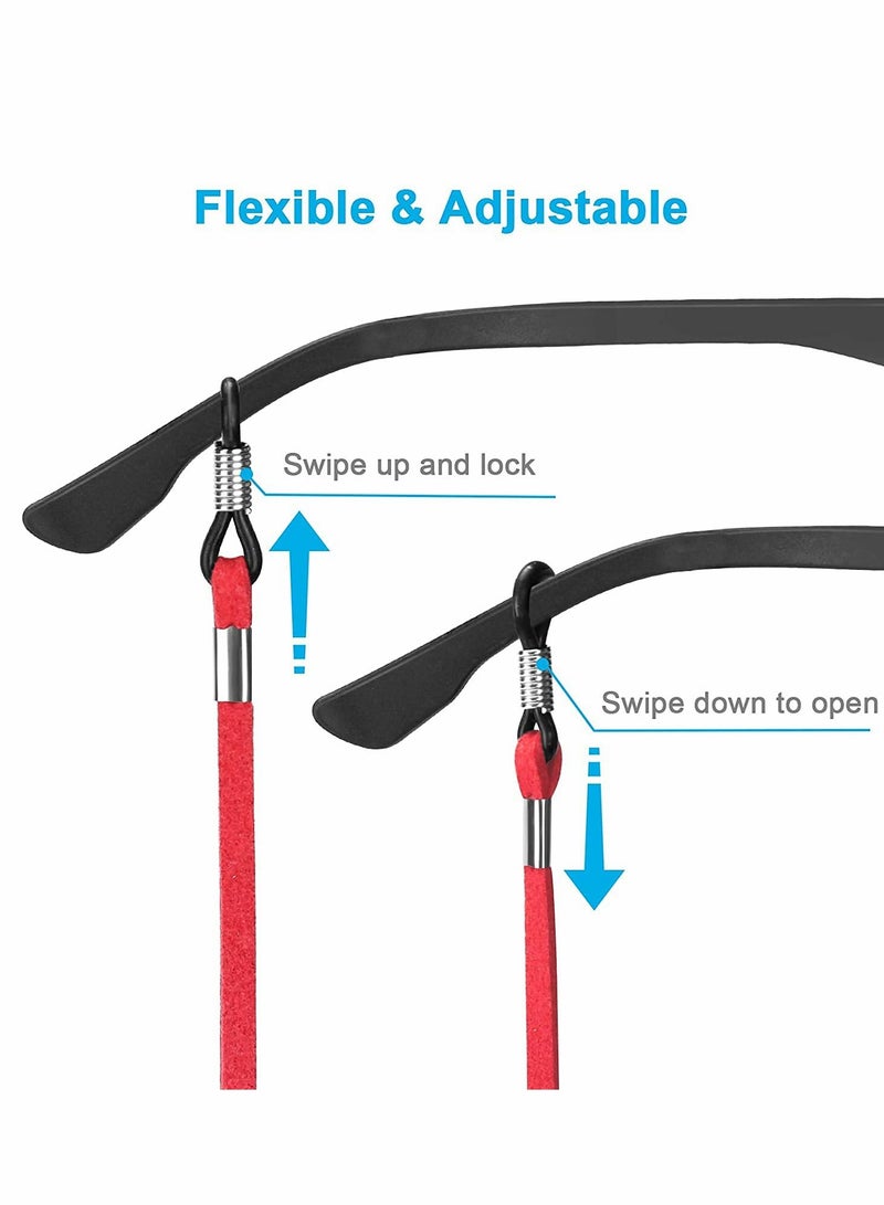 Leather Eyeglass Straps, Adjustable Eyewear Retainers, Non-slip Eyeglass Chains Lanyard, Sport Sunglass Retainer Holder Strap for Men Women Kids(5PCS) - Image 4