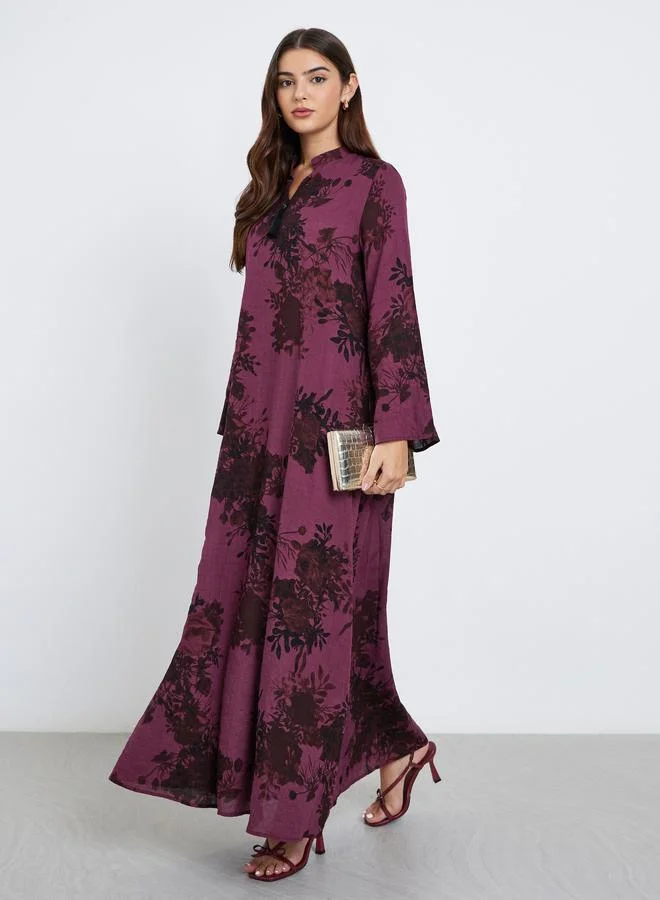 Amirah Amirah Floral Print Tassel Detail Jalabiya