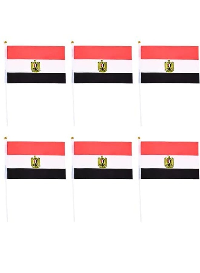 مجموعة من 12 علمًا مصريًا  محمولًا باليد، مناسبة للمهرجانات وكأس العالم والاحتفالات الوطنية، أعلام مكتبية مزدوجة الجوانب للحفلات والاحتفالات والزينة (كبير 43 × 30 سم) - Image 2