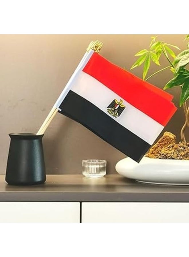 مجموعة من 12 علمًا مصريًا  محمولًا باليد، مناسبة للمهرجانات وكأس العالم والاحتفالات الوطنية، أعلام مكتبية مزدوجة الجوانب للحفلات والاحتفالات والزينة (كبير 43 × 30 سم) - Image 1