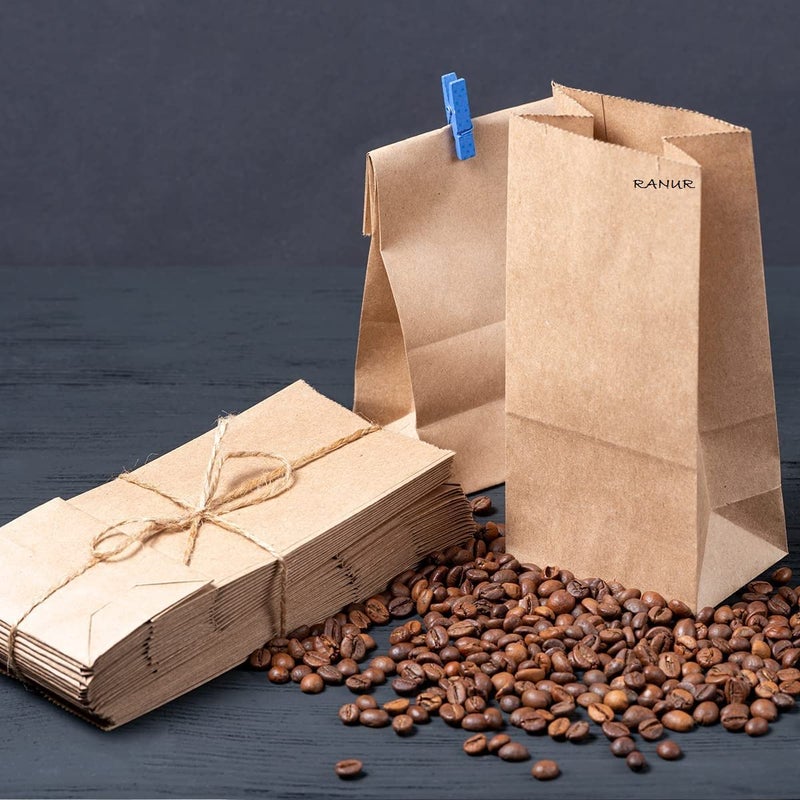 RANUR Large Square Bottom Or Flat Bottom Paper Bags Made Of Brown Fold Top Craft PaperSize 6 X 4 X 12 Pack Of 100 Pieces - Image 5