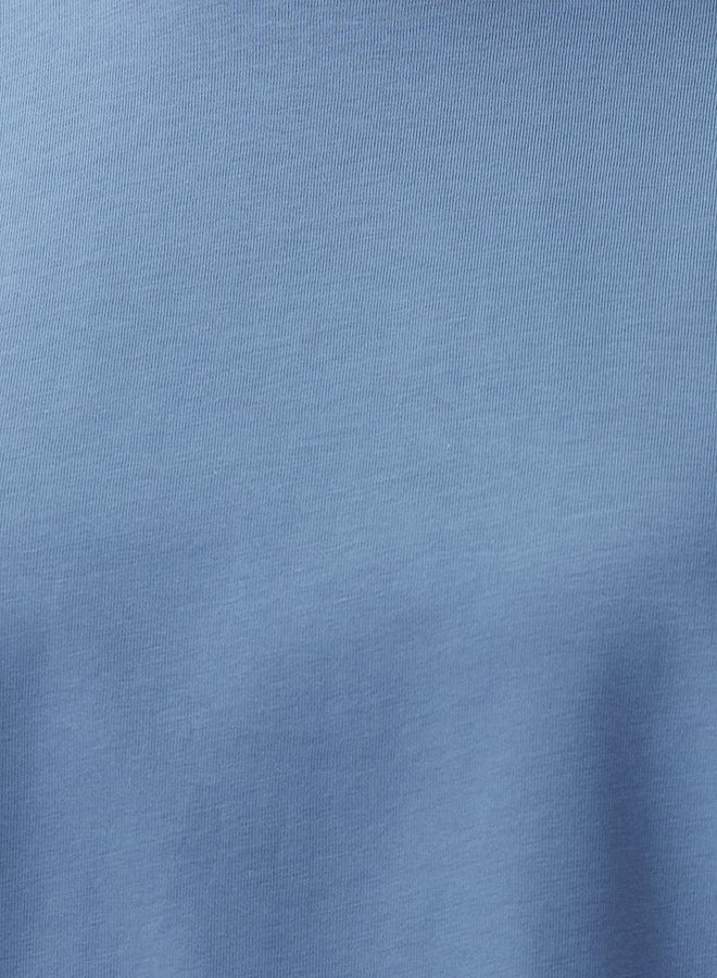 trendyol Indigo Double Sleeve Asymmetrical Boyfriend Knitted T-Shirt - Image 4