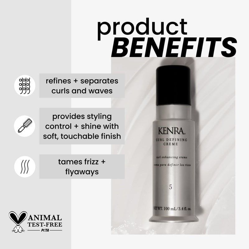 Kenra Curl Defining CrÃ¨me 5 | Texture Enhancing Styler | Tames Frizz & Flyaways | Refines and Seperates Curls & Waves | Helps Resist Humidity | Medium To Coarse Hair | 3.4 fl. oz. (2-Pack) - Image 2