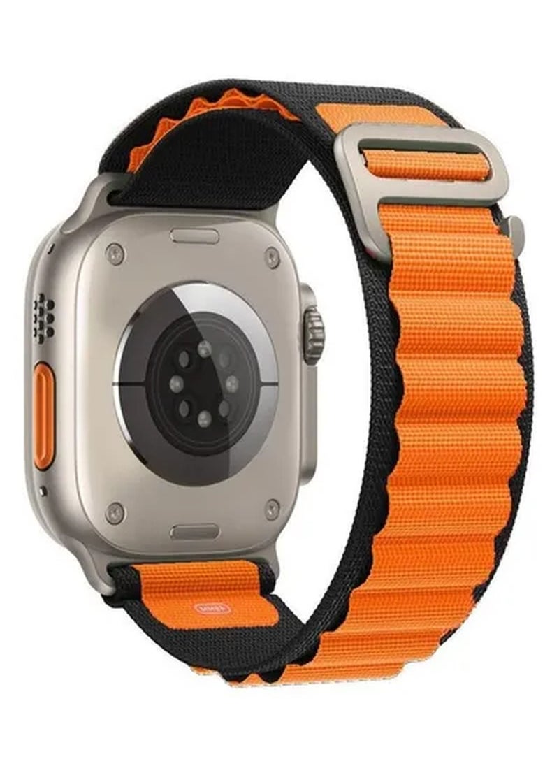 Rabos - Apple Watch Alpine Loop Band 49mm/45mm/44mm Nylon Woven Sport Strap Compatible with iWatch Series 8/Ultra/7/SE/6/5/4/3/2/1 Orange/Black - Image 1