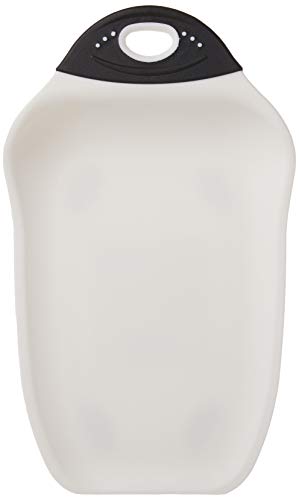 Dexas Chop & Scoop Cutting Board, Small 6.5 by 10.5 inches, White with Black Handle - Image 1