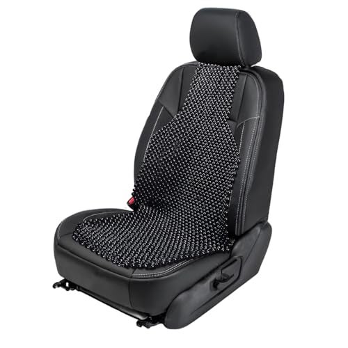 ZONETECH Wood Beaded Seat Cushion Premium Quality Black Car Massaging Double Strung Stress Free 1 Pack