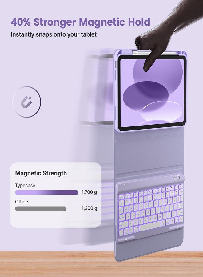 typecase جراب Typecase Folio لجهاز iPad من الجيل العاشر مع لوحة مفاتيح (10.9 بوصة، 2022)، بإضاءة خلفية بسبعة ألوان، رفيع وخفيف الوزن لجهاز Apple iPad من الجيل العاشر 10.9 بوصة (أرجواني فاتح) - Image 4