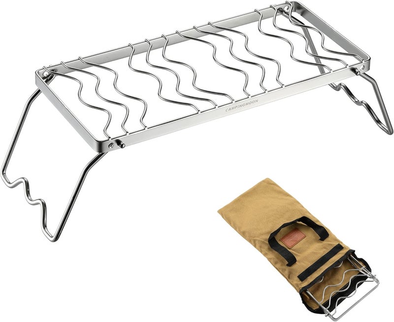 camping moon شواية تخييم قابلة للطي من CAMPINGMOON فوق النار من الفولاذ المقاوم للصدأ 304 (13.8 بوصة (MS-1111)) - Image 1