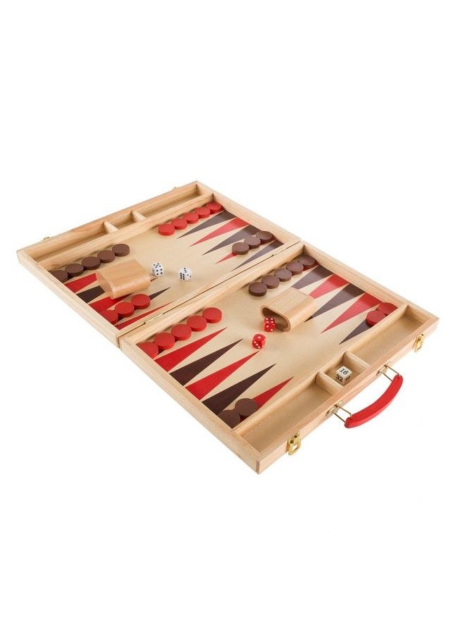 Hey! Play! - Wood Backgammon Board Game Complete Set With Folding Board For Storage Portable Handle And Full Game Accessories For Adults And Kids (80Hchbk) - Image 1