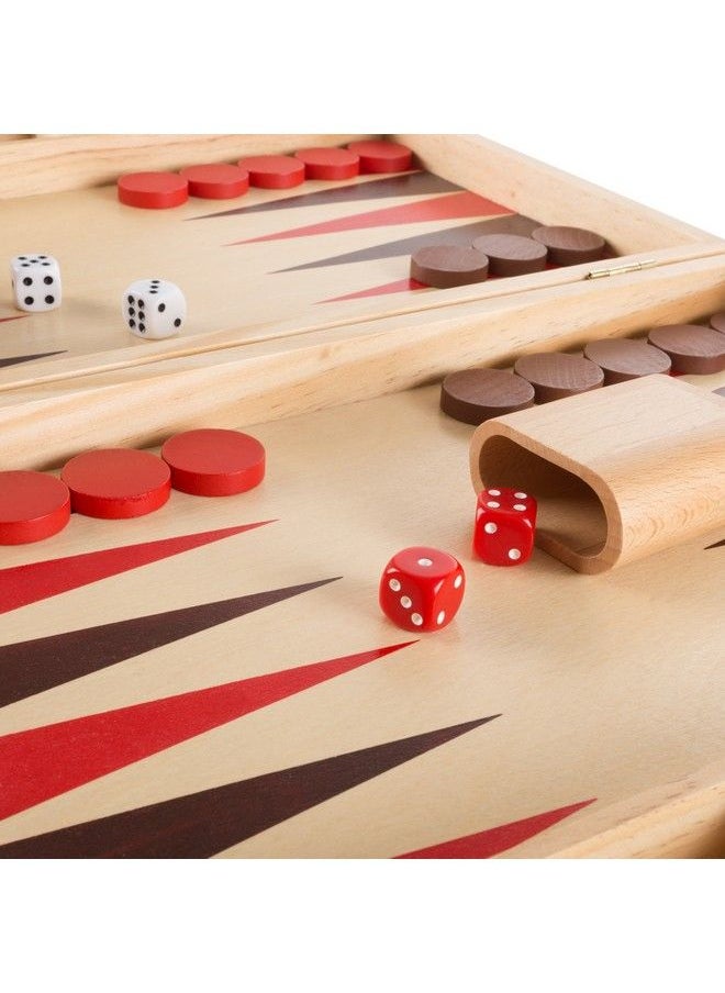 Hey! Play! - Wood Backgammon Board Game Complete Set With Folding Board For Storage Portable Handle And Full Game Accessories For Adults And Kids (80Hchbk) - Image 1