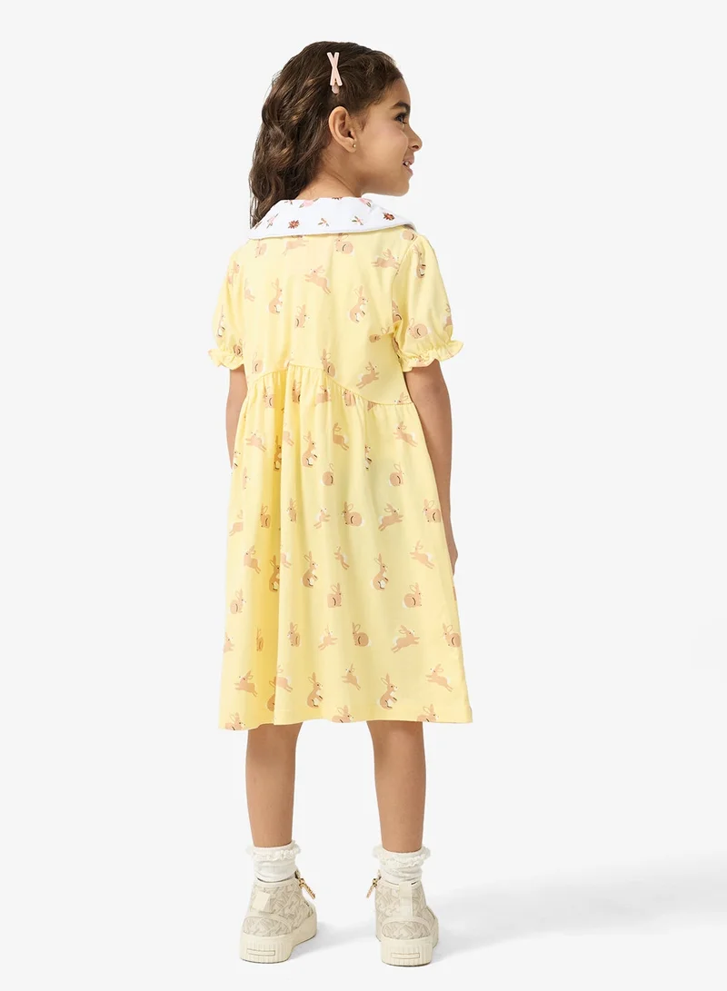 Pinata  Yellow Printed Collar Dress for Women | Best Price UAE
