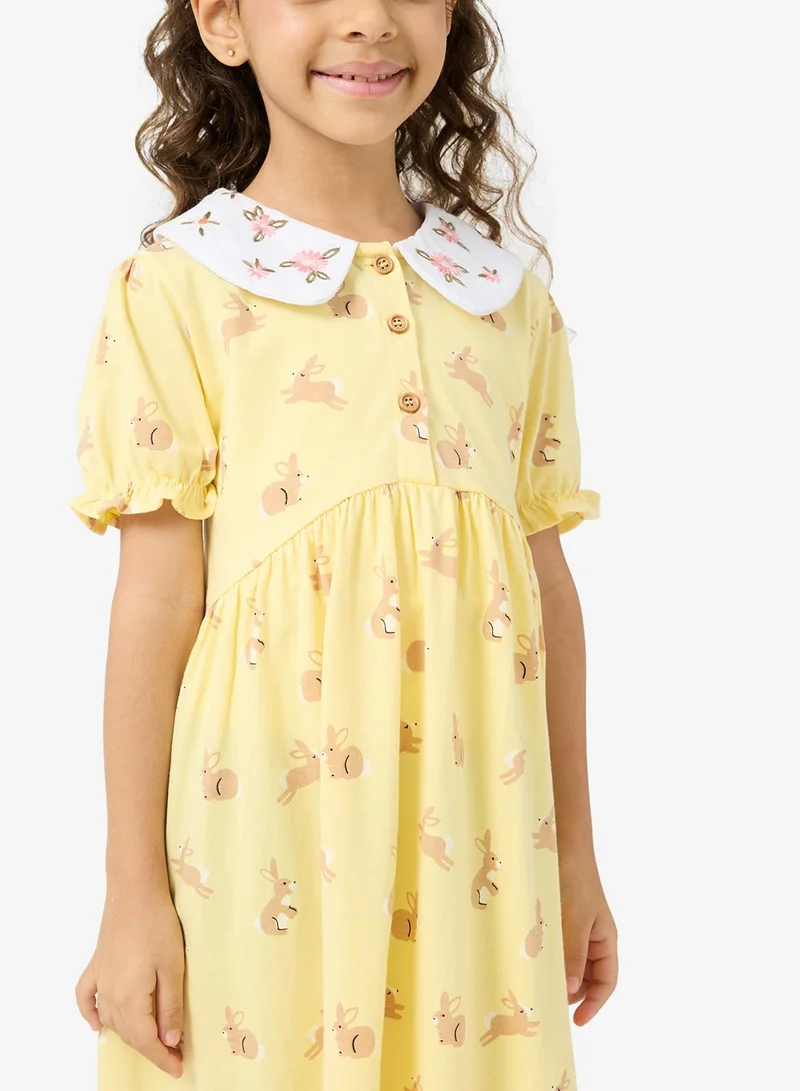 Pinata  Yellow Printed Collar Dress for Women | Best Price UAE