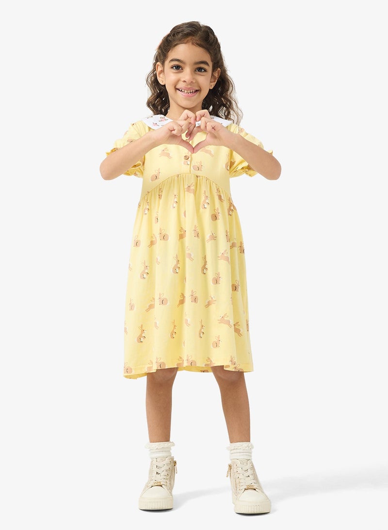 Pinata Yellow Printed Collar Dress - Image 2