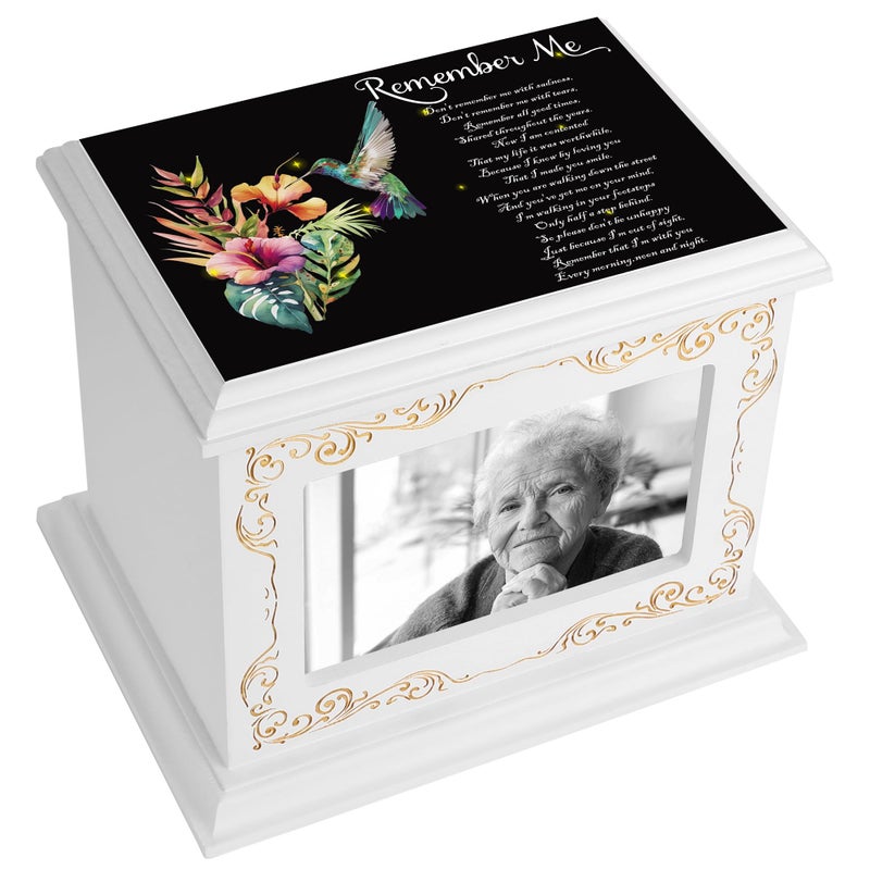 Cremation Urns for Human Ashes Adult Male or Female Funeral Memorial Urns for Ashes with Photo Frame Wooden Urns Box and Casket for Men Women Burial Urn for Adults Up to 200 IBS