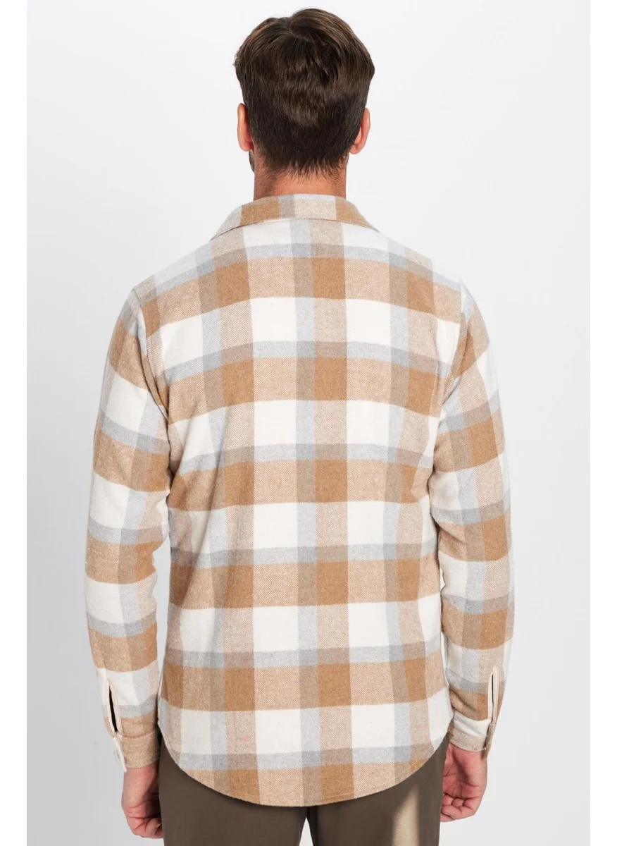 تودورس Men's Slim Fit Slim Fit Lumberjack Single Pocket Checkered Winter Shirt