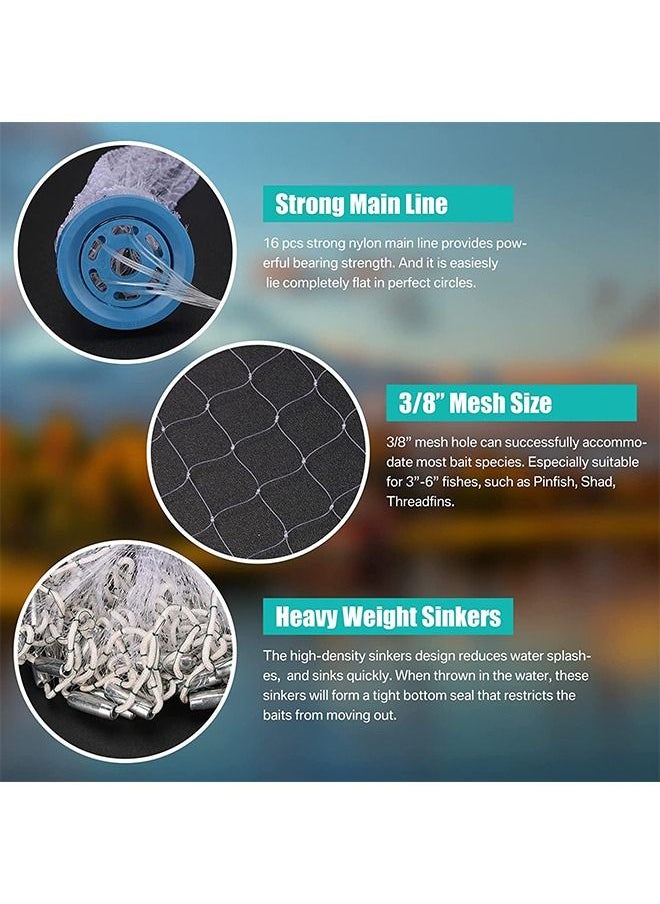 EHOME - Fishing Cast Net Throw Net 1.2 m Radius - Image 1