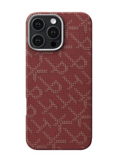 PITAKA PITAKA iPhone 16 Pro Floating Woven Case, Aramid Fiber, Thin, Lightweight, MagSafe Compatible, Wireless Charging, Shockproof, Stylish, 9th Anniversary Monogrammed Tactile Woven Case (PTK - Red/Gold)  - Image 2